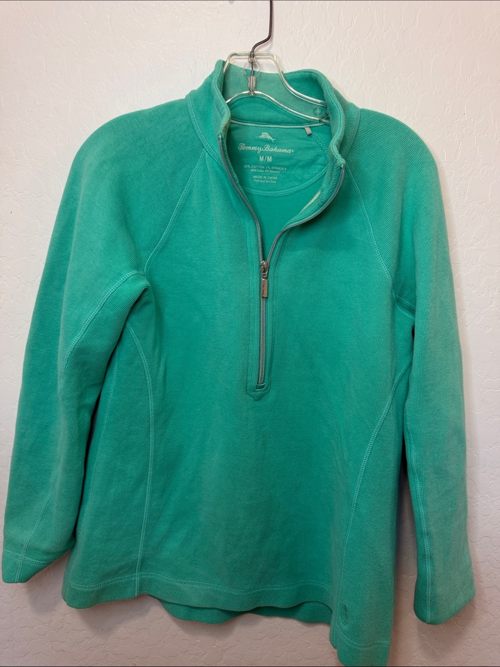 Tommy Bahama Teal Half-Zip Fleece Pullover Sweater Teal medium women’s granola
